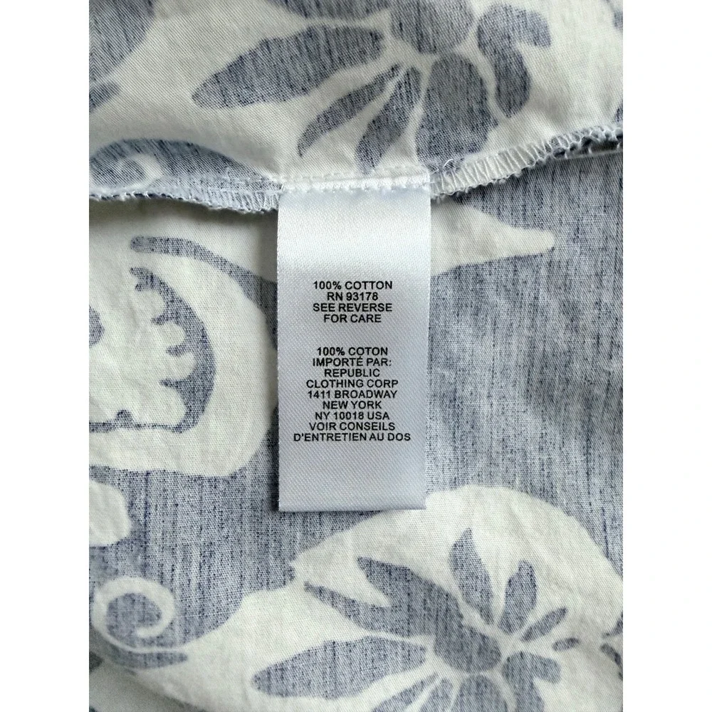 Joie Blue White Floral Cotton Midi Shirtdress Belted Short Sleeve Pockets Large - Picture 10 of 13